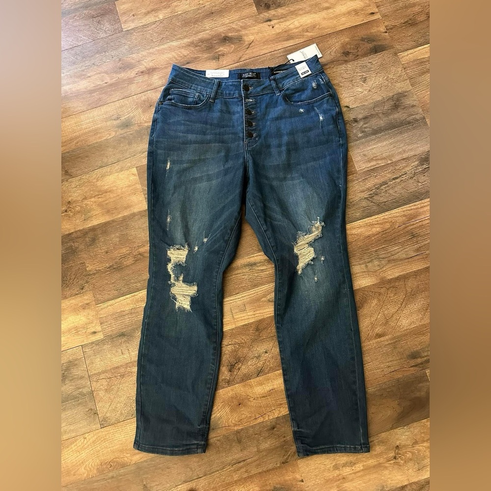 The Greer Button Front Boyfriend Judy Blues